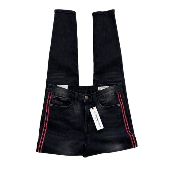 Red Herring UK Mila Black Wash Red Racing Stripe Skinny Jeans Size US 6 NEW - Picture 12 of 14